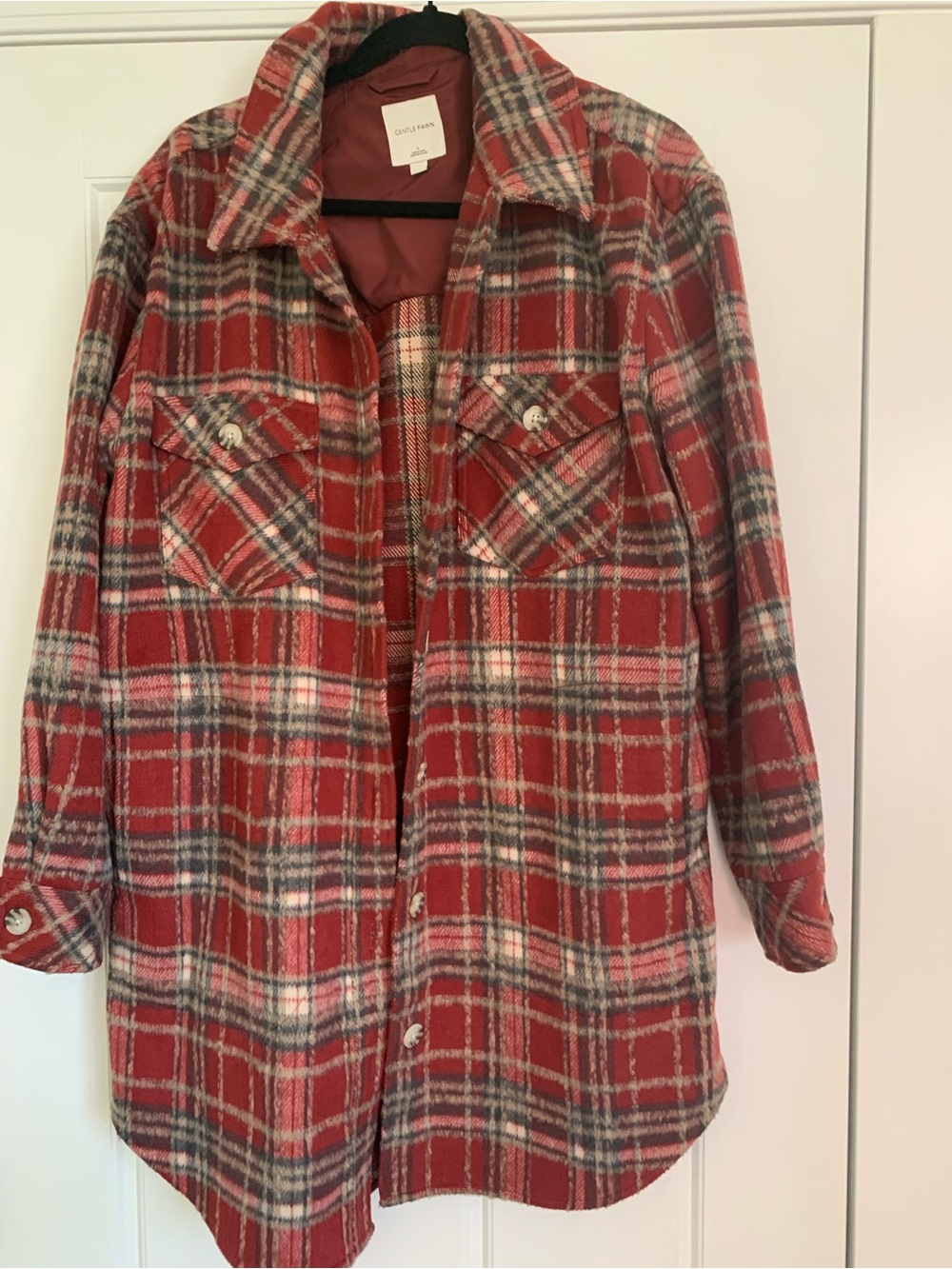 Gentle Fawn Red Plaid Utility Shacket Jacket